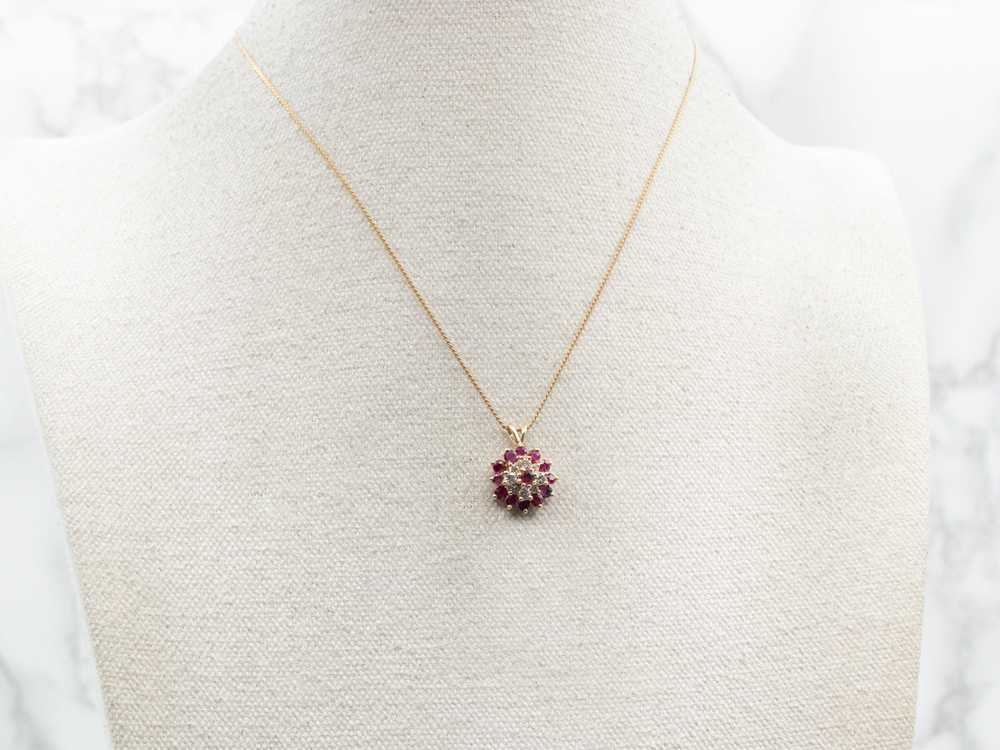 Twinkling Ruby and Diamond Halo Pendant - image 4