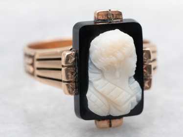 Black Onyx Cameo Ring - image 1