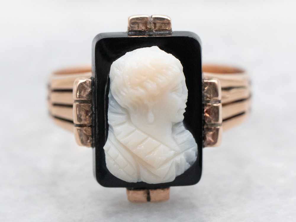 Black Onyx Cameo Ring - image 2