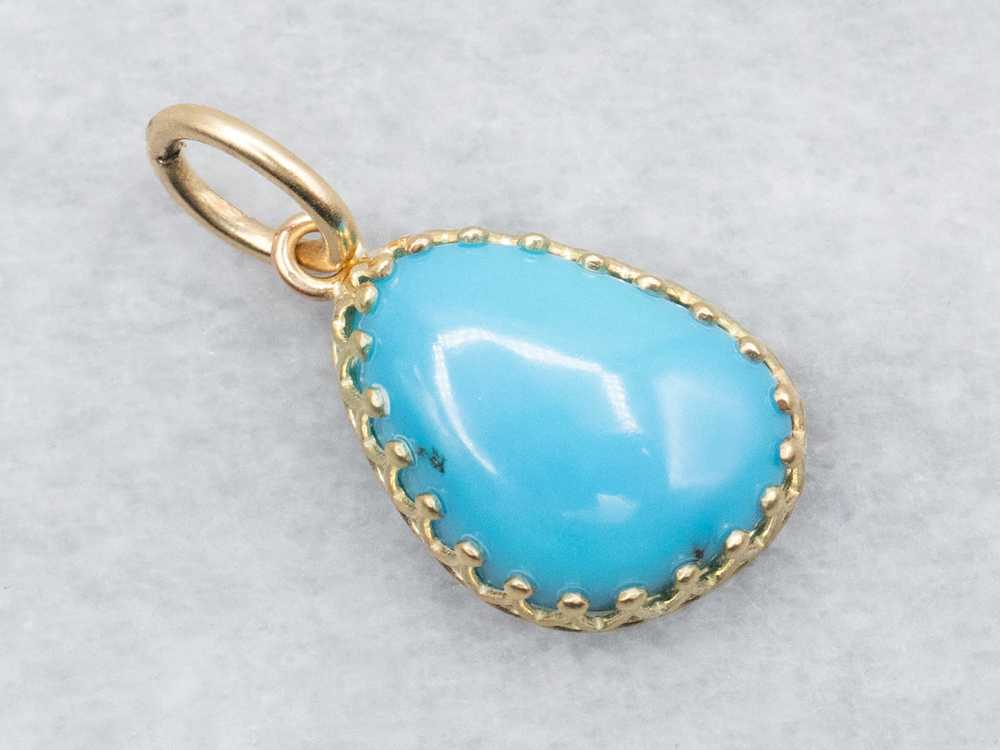 Bright Blue Pear-Cut Turquoise Pendant - image 1