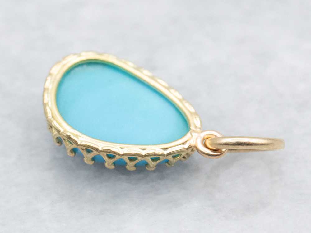 Bright Blue Pear-Cut Turquoise Pendant - image 2