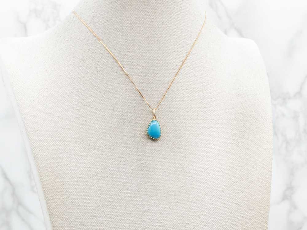 Bright Blue Pear-Cut Turquoise Pendant - image 4