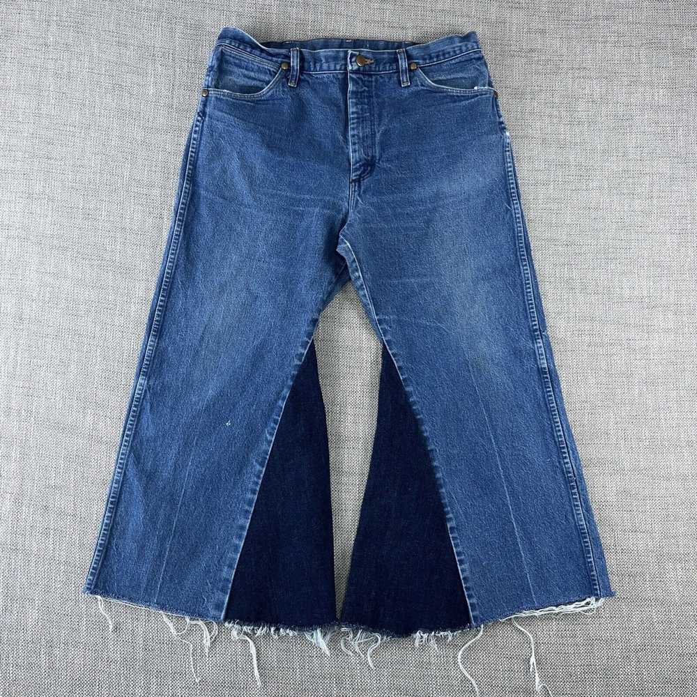 Vintage × Wrangler 80s Crop Bell Bottom Flare Jea… - image 2