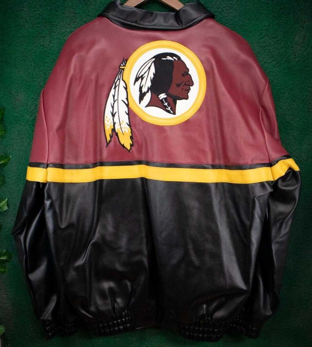 Designer Washington Redskins Faux Leather Bomber … - image 4