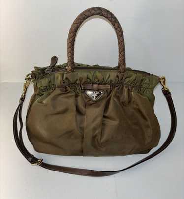 Prada Prada Hand Bag Green Nylon