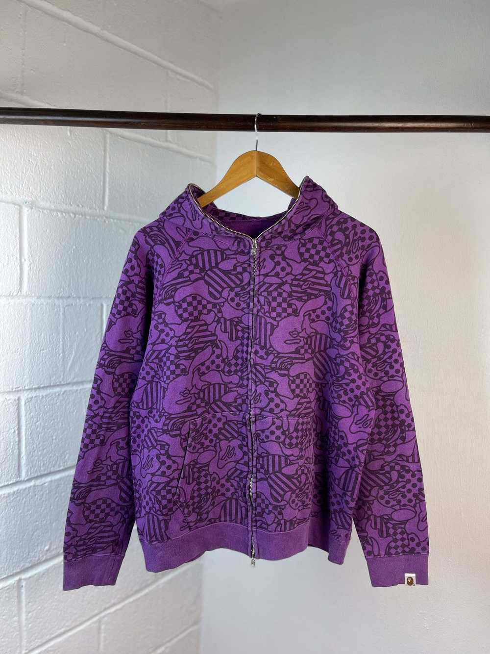 Bape × Nigo Bape FullZip Fullprint Purple Hoodie - image 1