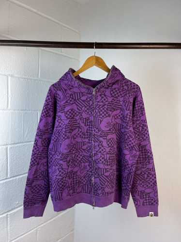 Bape × Nigo Bape FullZip Fullprint Purple Hoodie - image 1