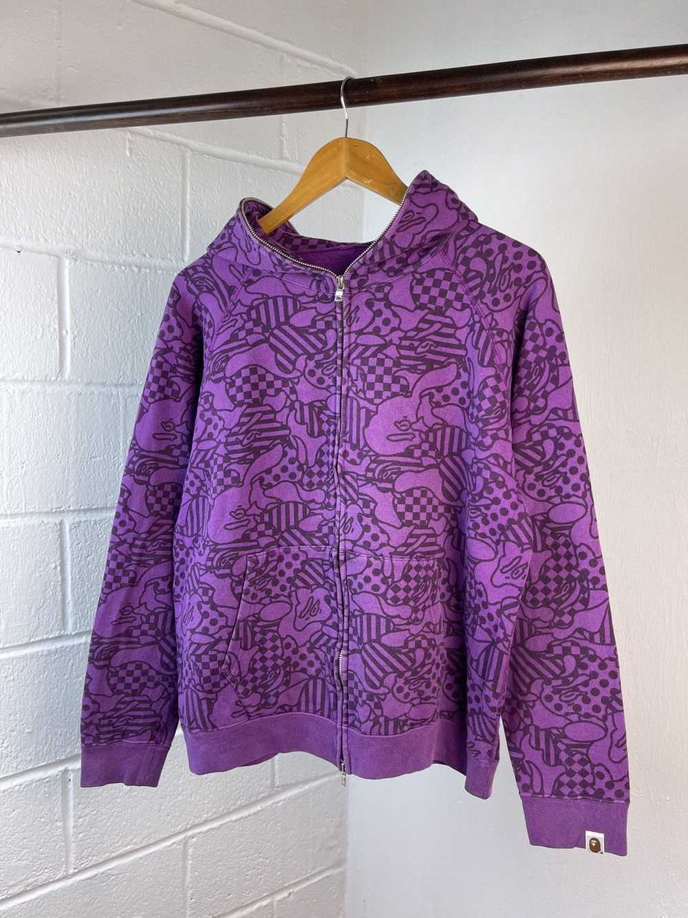 Bape × Nigo Bape FullZip Fullprint Purple Hoodie - image 3