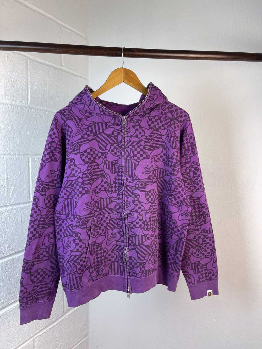 Bape × Nigo Bape FullZip Fullprint Purple Hoodie - image 4