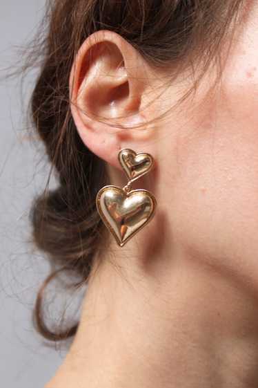 Sweet Vintage Gold Heart Drop Earrings