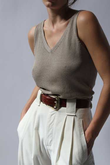 Eileen Fisher Taupe Knit Tank Top