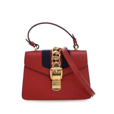 Red Gucci Mini Calfskin Sylvie Satchel