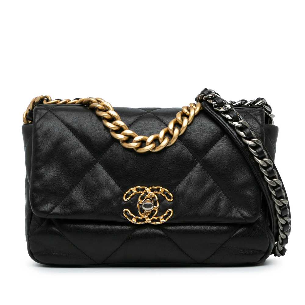 Black Chanel Medium Lambskin 19 Flap Satchel - image 1