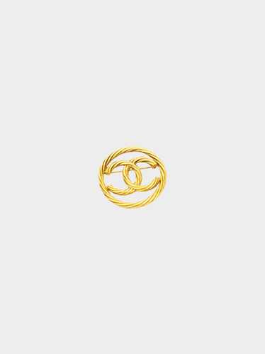 Chanel 1990s Gold Twisted CC Brooch