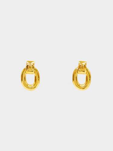 Chanel 1990s Gold Oval Door Knocker Earrings