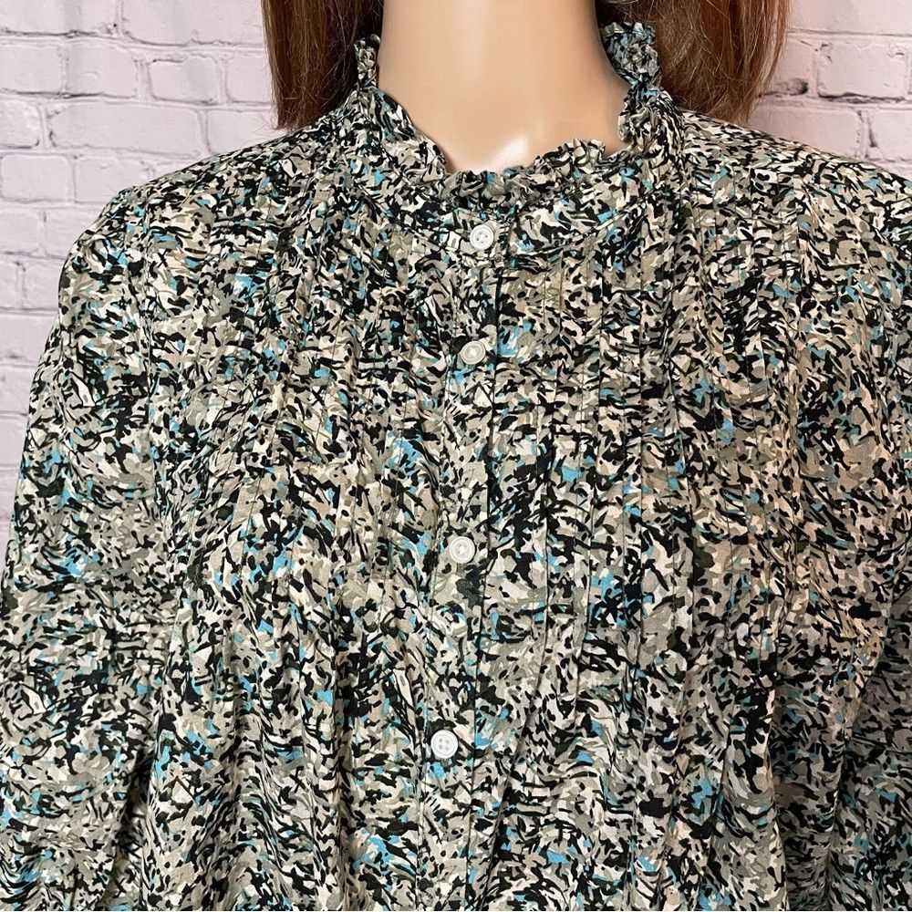 Loft Loft Floral Cotton Long Sleeve Mock Neck Blo… - image 3