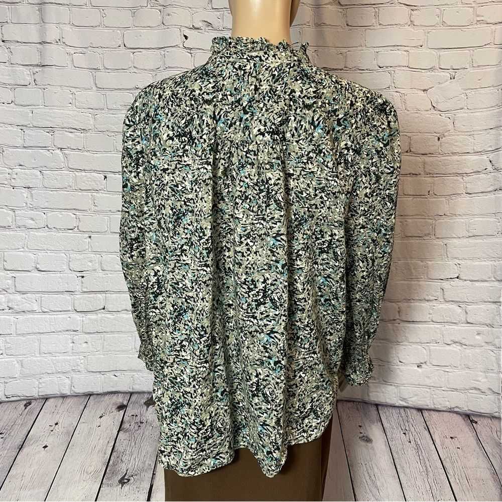 Loft Loft Floral Cotton Long Sleeve Mock Neck Blo… - image 5