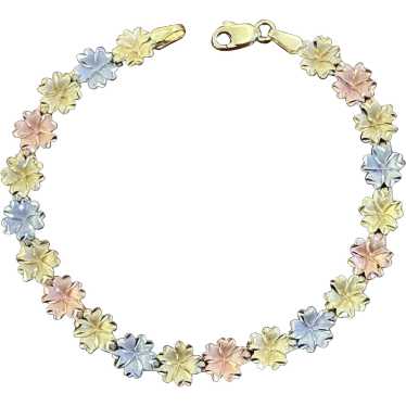 14K Tricolor Gold Flower Bracelet