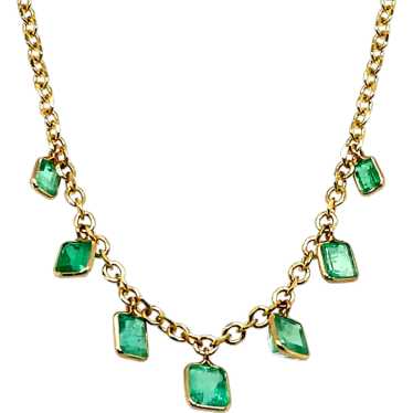 Dangling Emeralds Necklace in 14kt Yellow Gold, 3.