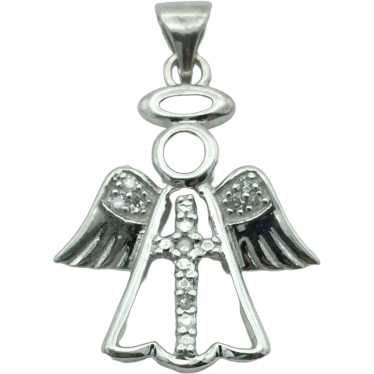 Sterling Silver .06ctw Diamond Angel Pendant