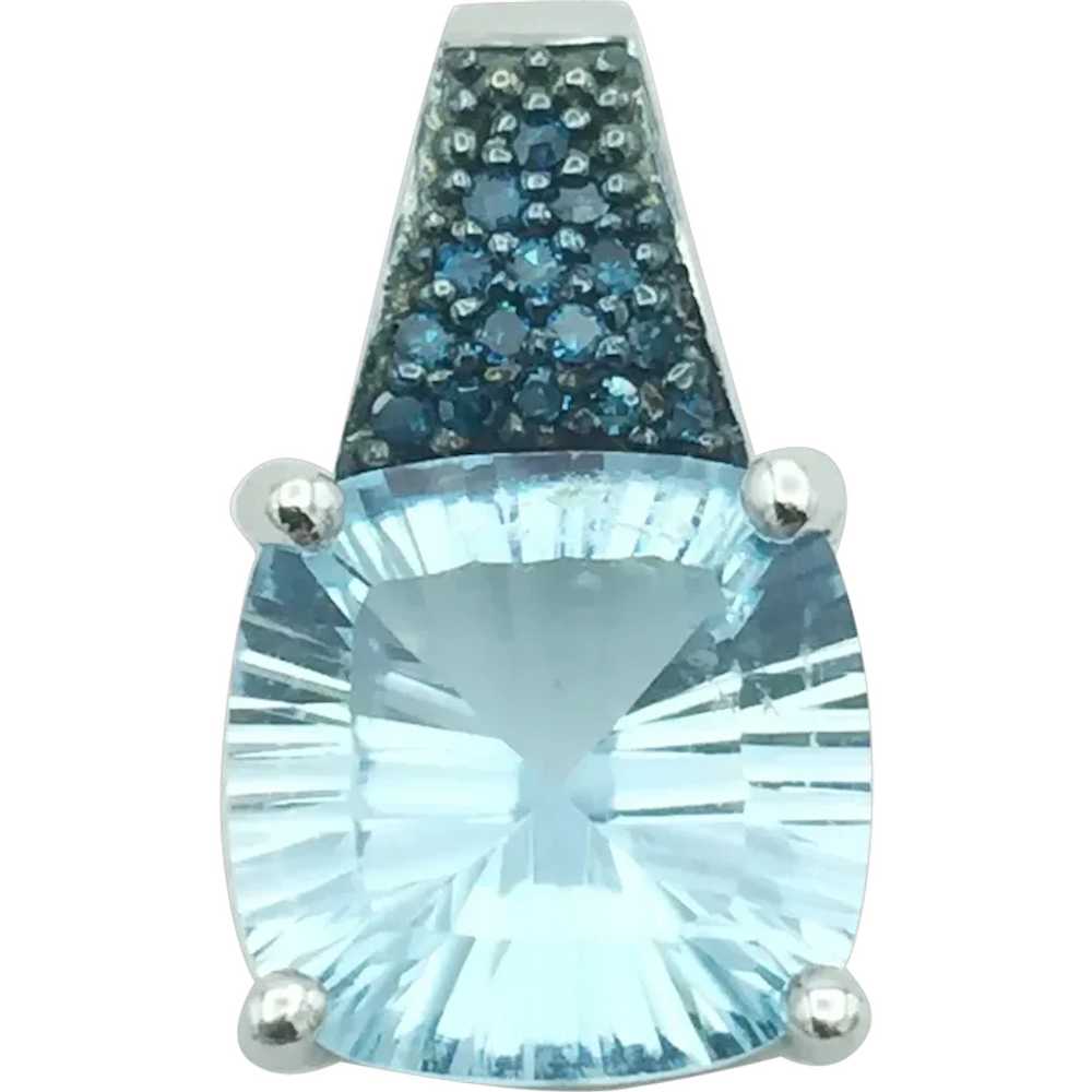 Sterling Silver .08ctw Topaz and Diamond Pendant - image 1