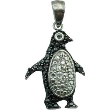 Sterling Silver .03ctw Diamond Penguin Pendant - image 1