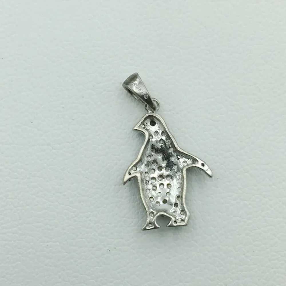 Sterling Silver .03ctw Diamond Penguin Pendant - image 2