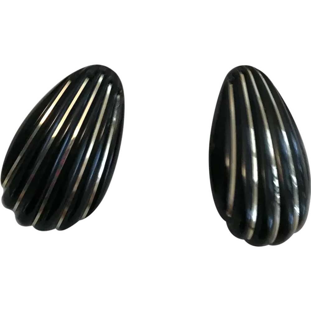 Black Onyx with 14 k YG Earrings - image 1