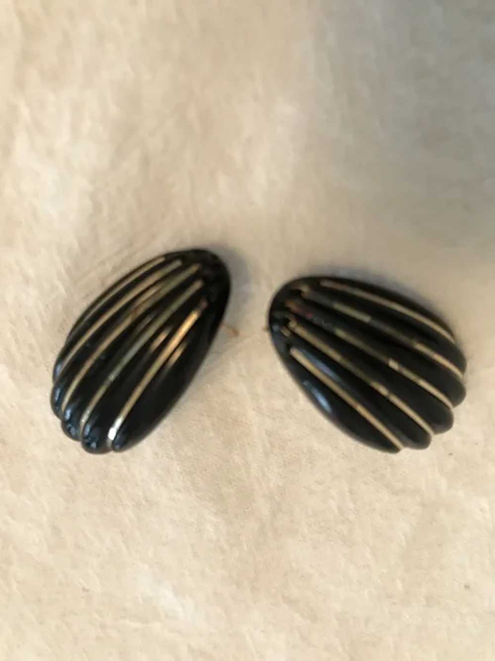 Black Onyx with 14 k YG Earrings - image 2