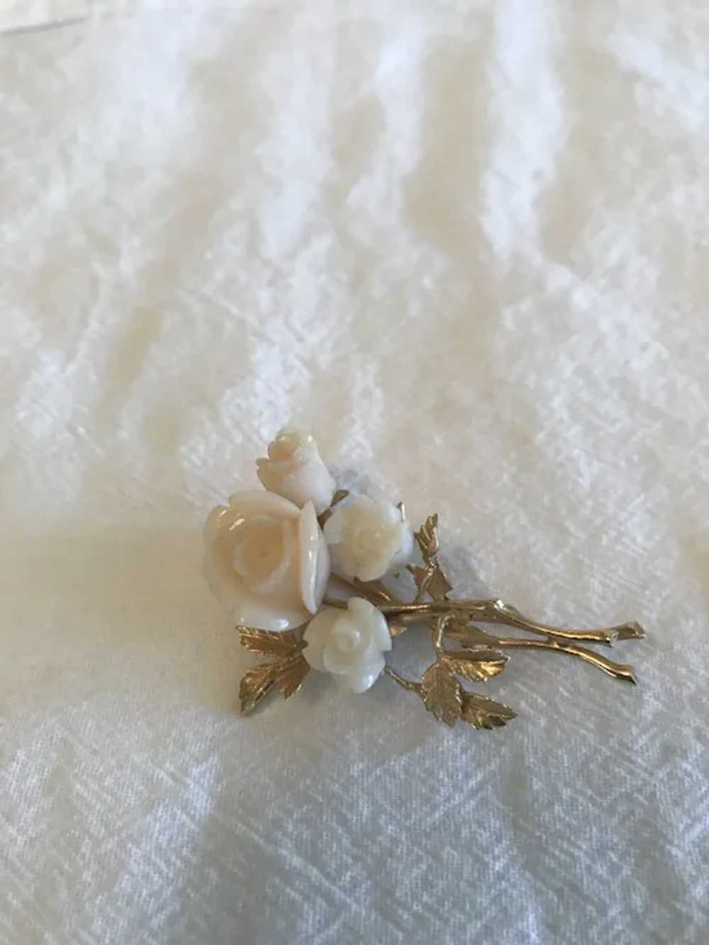 14 K YG Angelskin Floral Brooch - image 4