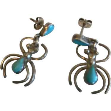 Sterling SW Turquoise Spider Earrings - image 1