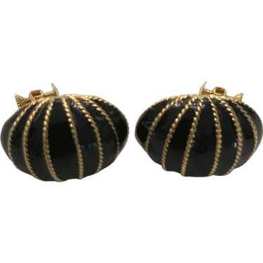 Napier Vintage Earrings Black Enamel