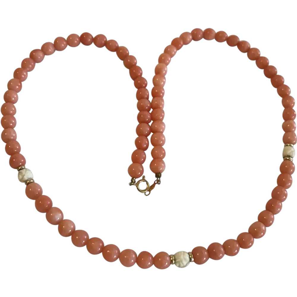 14 k Gold and Beaded Coral Necklace - image 1