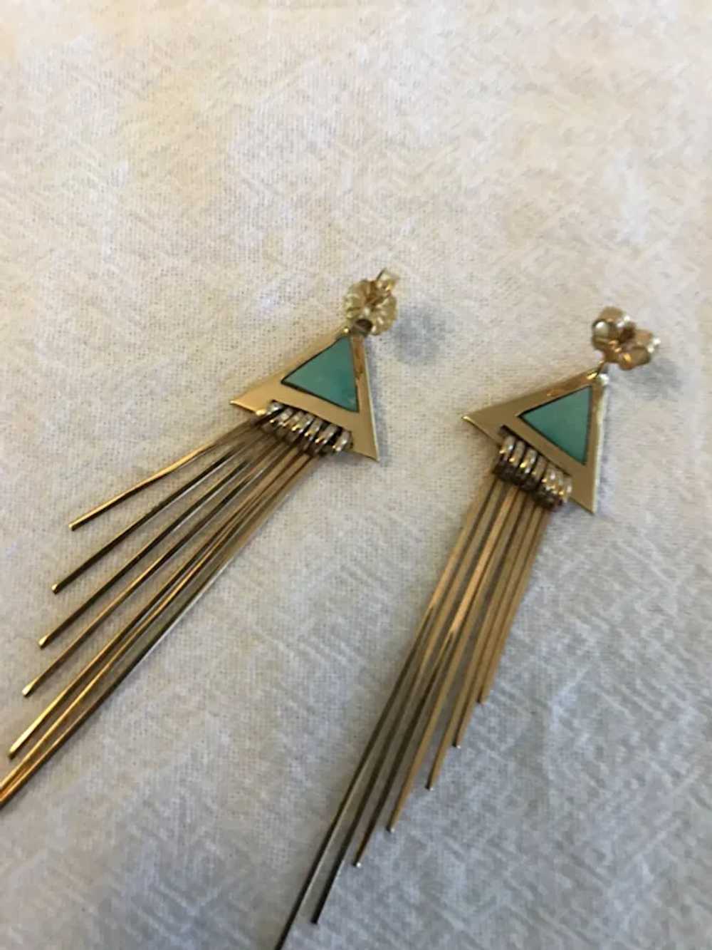 14K YG with Turquoise Earrings - image 2