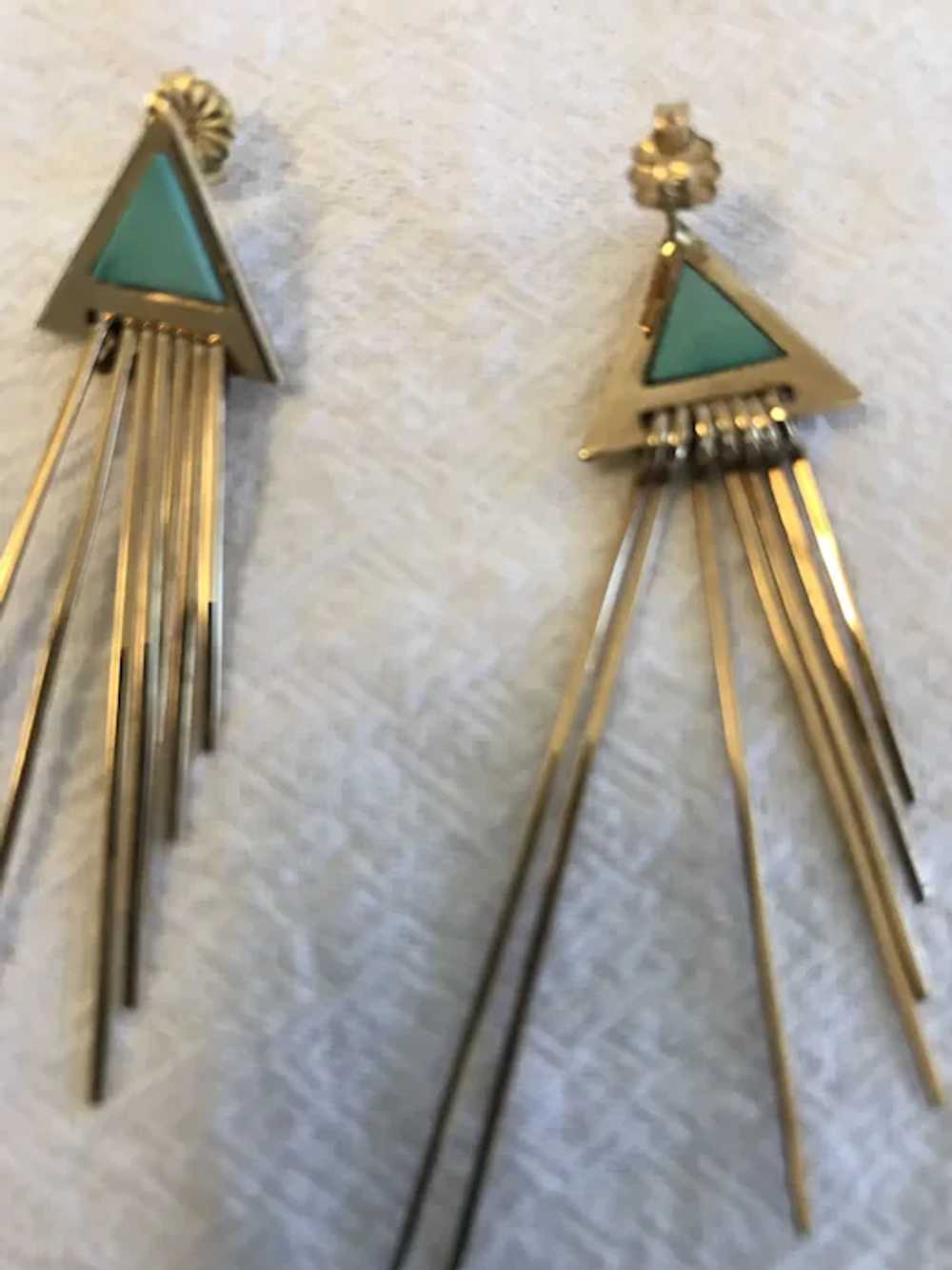 14K YG with Turquoise Earrings - image 3