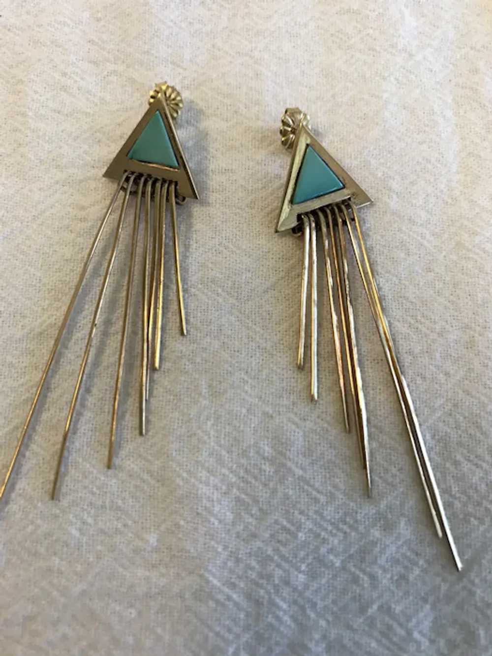 14K YG with Turquoise Earrings - image 4