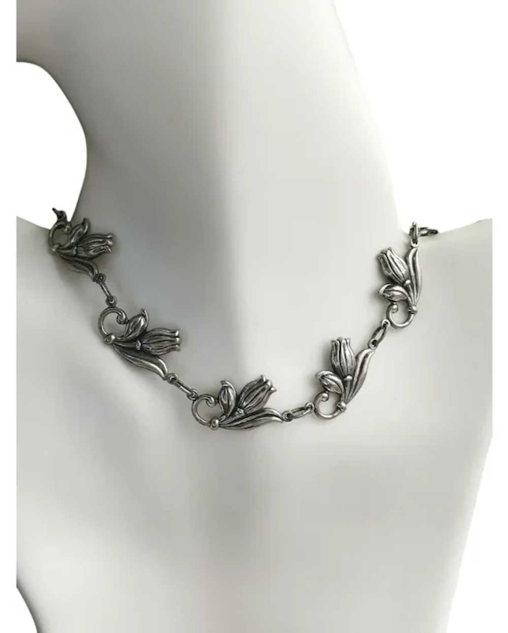 Vintage 1950's Danecraft Tulip Choker Necklace St… - image 2