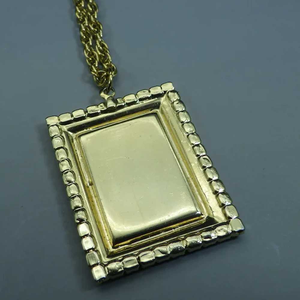 Guilloche' Enamel Picture Frame Pendant Necklace,… - image 3