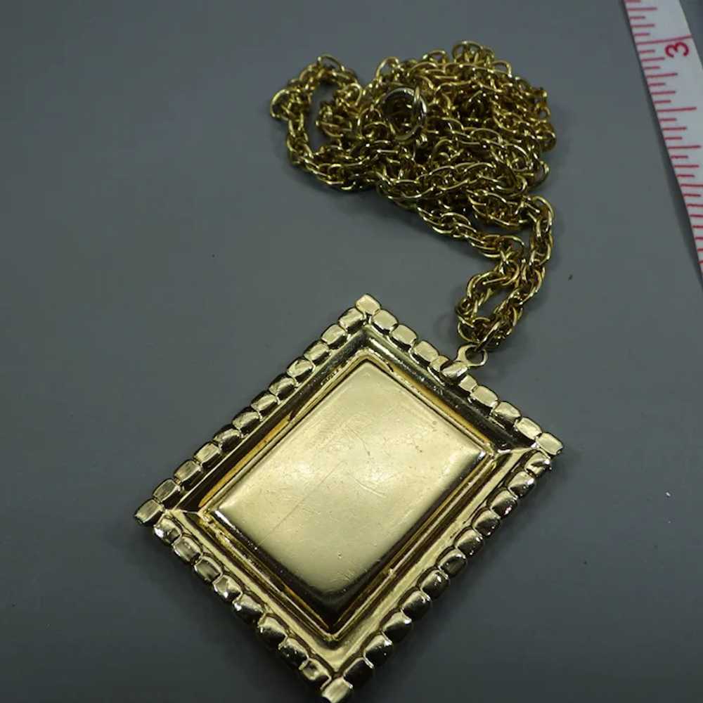 Guilloche' Enamel Picture Frame Pendant Necklace,… - image 6