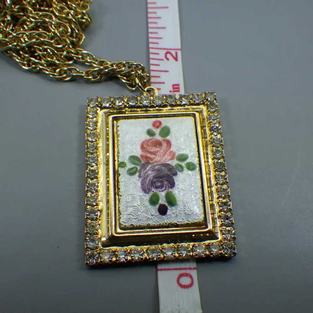 Guilloche' Enamel Picture Frame Pendant Necklace,… - image 7