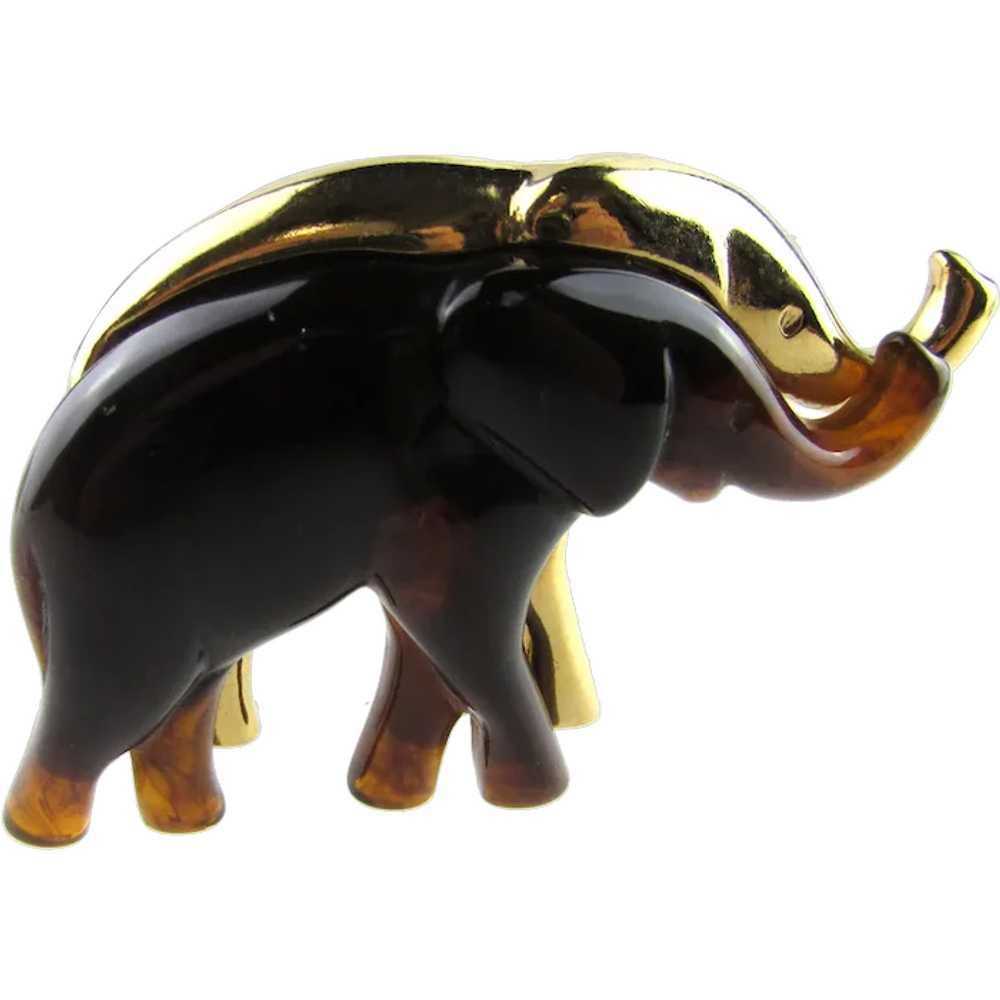 Signed Liz Claiborn Two Toned Elephant Pin Gold T… - image 1