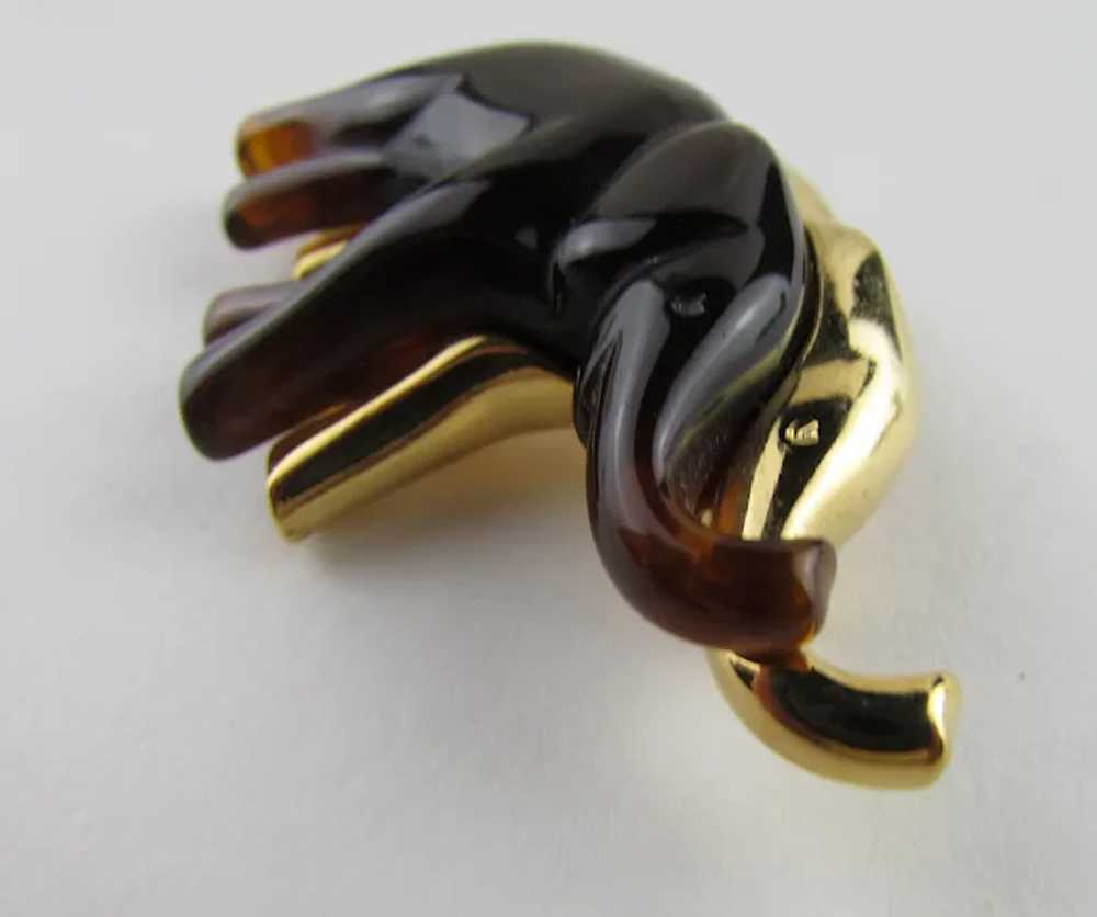 Signed Liz Claiborn Two Toned Elephant Pin Gold T… - image 3