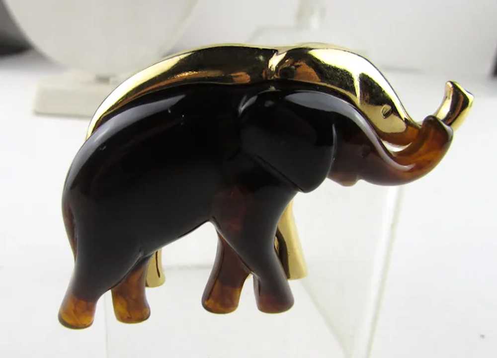 Signed Liz Claiborn Two Toned Elephant Pin Gold T… - image 6