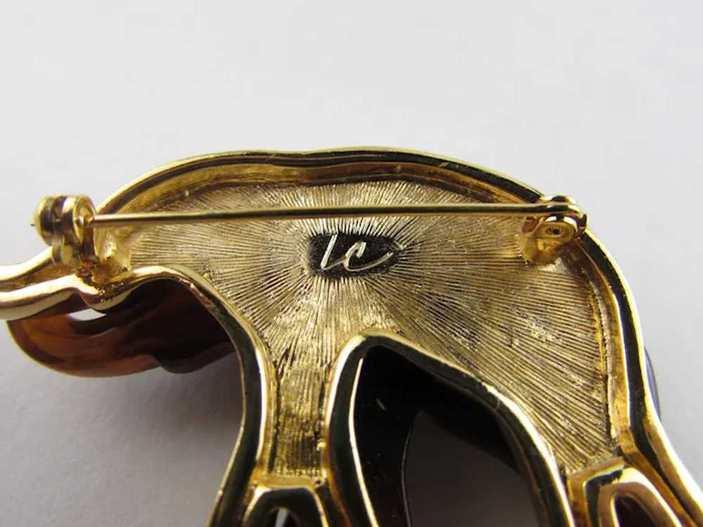 Signed Liz Claiborn Two Toned Elephant Pin Gold T… - image 9