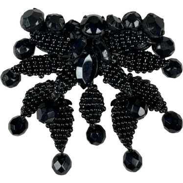 RARE Miriam Haskell Large Black Seed Beads Pin - image 1