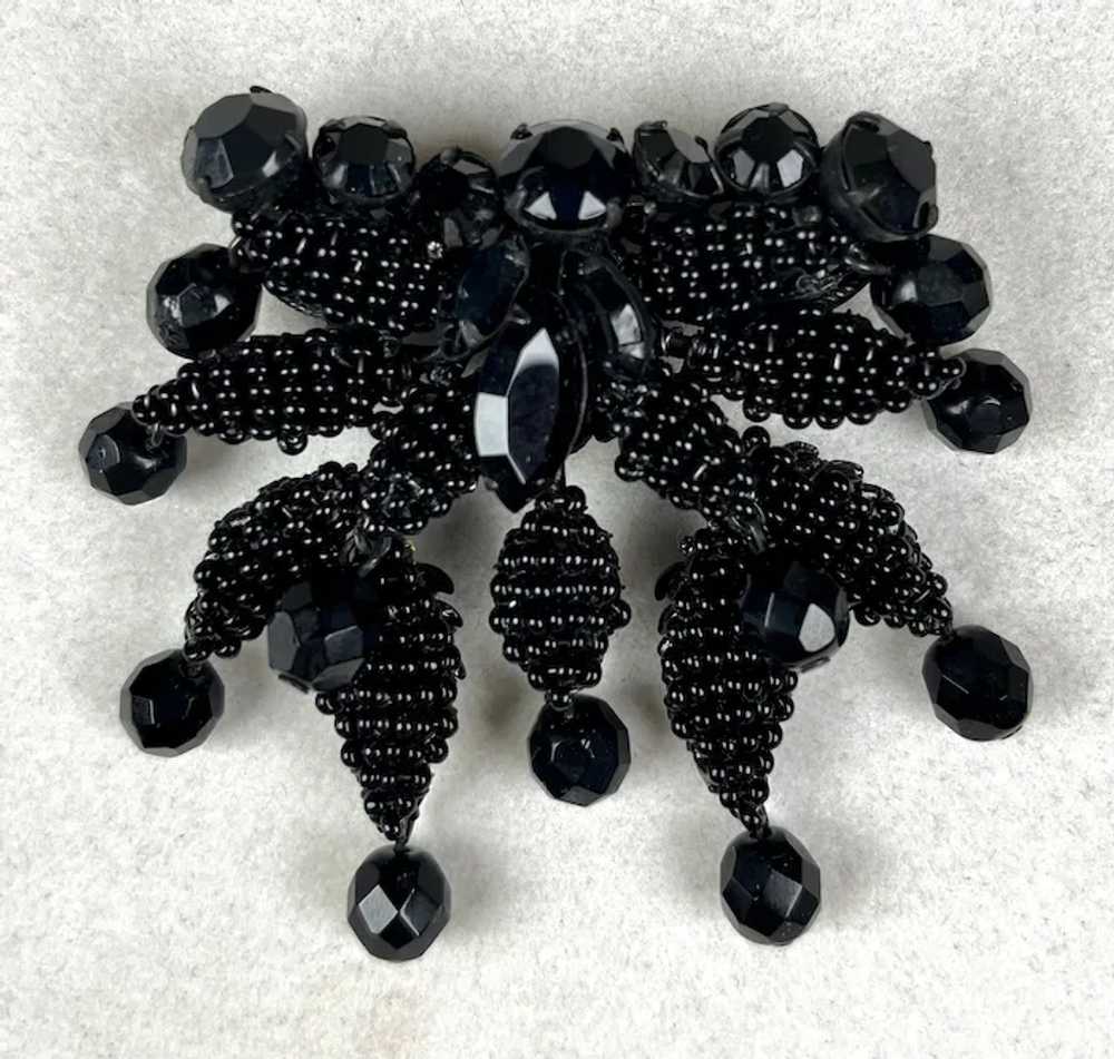 RARE Miriam Haskell Large Black Seed Beads Pin - image 3