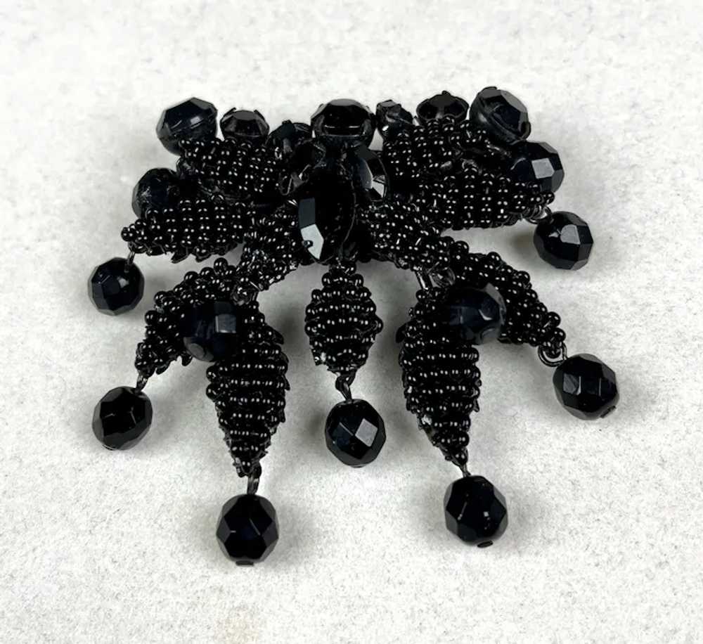 RARE Miriam Haskell Large Black Seed Beads Pin - image 6