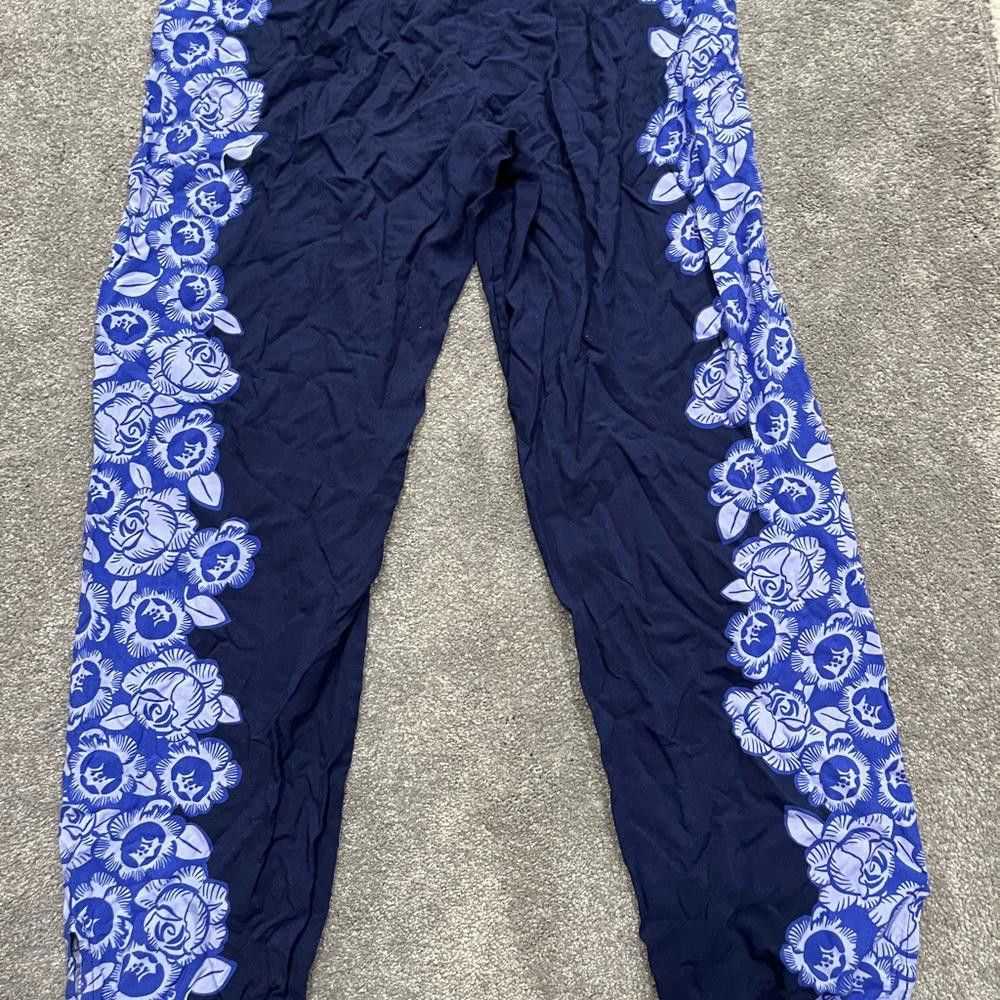 Designer Aerie blue and purple floral jogger pants - image 7