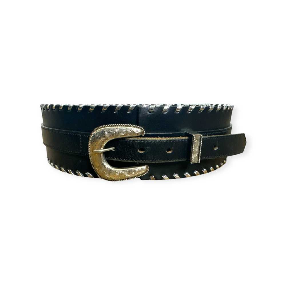 Y2K “CDE” Sliver Whipstitched Waist Belt - image 1