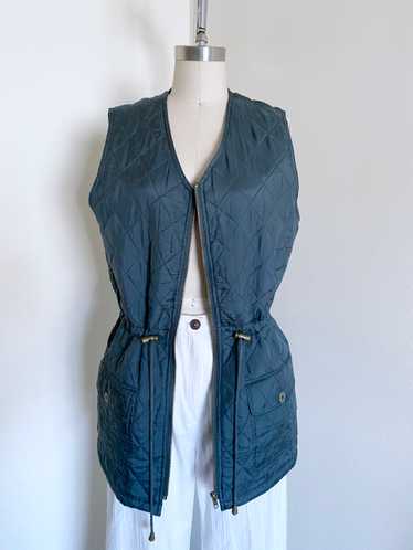 Green Silk Quilted Vest